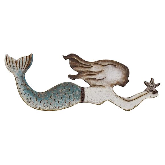 Rustic Wood Mermaid Decor Hanging Nautical Wall Decor, Wooden Mermaid Plaque🫱 - Picture 1 of 6